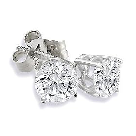 14K White Gold Round Diamond Stud Earrings (1/4cttw. I-J I1)