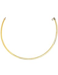 14 Karat Yellow Gold and Silver-Rhodium Finish 20" 5.0mm One Side Yellow Gold Reverse Side Silver Omega Necklace With Pear Shape Clasp