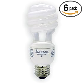 GE 97659 13-Watt (60 Watt equivalent) Energy Smart Soft White Spiral T3 Light Bulb 6-Pack by General Electric