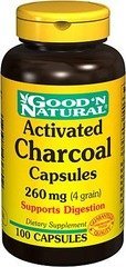 Natural Charcoal Capsules (Activated) 260 mg Good 'N Natural 100 Caps