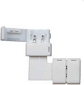 RoLightic 2 Pin 8mm L Shape Quick Splitter LED Strip Corner Connector for 3528 Single Color LED Strip Lights (L-Shape 10 Packs)