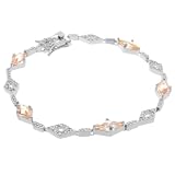 Sterling Silver Rhodium Plated CZ Fashion Bracelet, Yellow