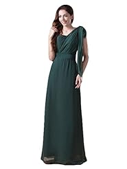 A-line Natural   Waistline  Lace Chiffon One Shoulder Floor Length Bridesmaid Dress  With Ruffles