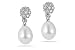 14 Karat White Gold Hand Crafted Polished Finished Fine Earring Enhanced With Akoya Cultured Pearls And Accented With Bezel Set Diamonds. ( 0.021-CT GH-Color SI-Clarity)