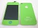 Apple iPhone 4 S 4S 4GS ~ Green Full LCD Screen Display + Touch Screen Digitizer Front Glass Pad Plastic Lens Part Assembled Together + Full Plastic Glass Back Battery Cover Door Case Housing Fascia Plate Panel ~ Mobile Phone Repair Parts Replacement