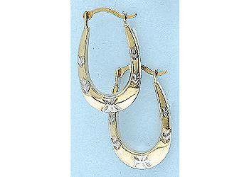 14KT Two-tone Star Hoop 14KT GOLD