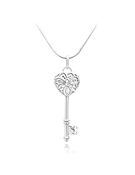 Sterling Silver Filigree Key to my Heart Pendant Necklace 18
