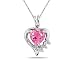 Heart Shape Pink Topaz & Diamond Pendant in White Gold