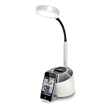 iHome iPad/iPod/iPhone Speaker/LED Desk Lamp With Organizer (White) ~ iHome