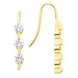 14K White or Yellow Gold Three-Stone Diamond Earrings - 0.50 Ct., 1.00 Ct., 1.50 Ct. or 2.00 Ct. (ALSO AVAILABLE WITH GEMSTONES)