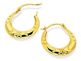 9ct Gold Flower and Leaf Creole Earrings
