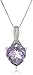 Amazon Collection 10k White Gold Amethyst and Diamond Heart Pendant Necklace , 18