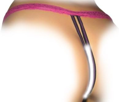 Intimaxy "Night in Paris" Open Crotch Double G-string Thong (Black with Hot Pink Waistband) - One Size (S, M, L, XL)