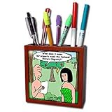 Londons Times Religion Heaven Hell Cartoons - Learning Fame In Eden - Tile Pen Holders-5 inch tile pen holder