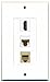 RiteAV - 1 Port HDMI and 1 Port Phone RJ11 RJ12 Beige and 1 Port Cat6 Ethernet White Decora Wall Plate Decora
