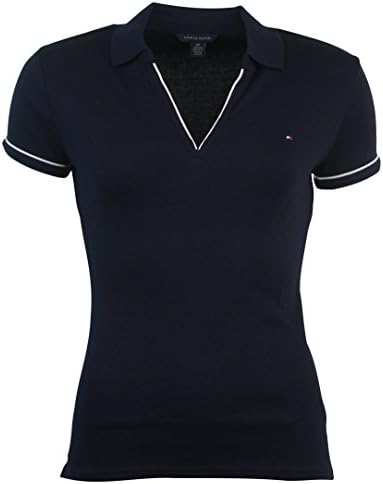 Tommy Hilfiger Womens Buttonless Logo Polo Shirt - XL - Navy