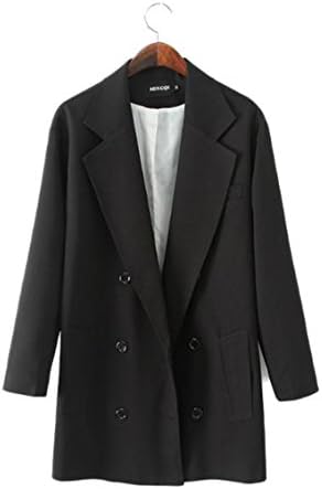 Women's Double Breasted Casual Suit Jacket Long Blazer Plus Size