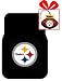 Set of 2 NFL Licensed Universal-Fit Molded Front Rubber Floor Mats and for limited time a bonus football shape air freshener - Pittsburgh Steelers