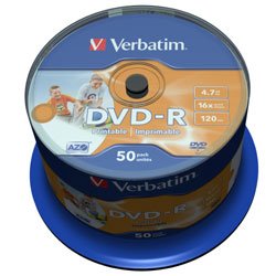 Childrens Toyshop  Electronics : 50 X VERBATIM FULL FACE PHOTO PRINTABLE DVD 16X