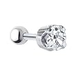 18 Gauge 3/16" -Solid 14KT White Gold 4mm Cubic Zirconia Cartilage Earring