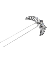 Rainbow Moonstone and Garnet Sterling Silver Hair Pin Comb Stick