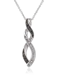 Sterling Silver Black and White Diamond Infinity Pendant Necklace (1/5Cttw, I-J Color, I2-I3 Clarity), 18"