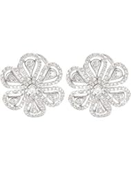 14K White Gold Pair 1 1/4 Ct Tw Diamond Earrings