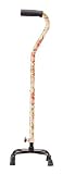 Drive Medical Designer Series Small Base Quad Cane with Comfortable Foam Rubber Hand Grip, Floral Design, Small Base