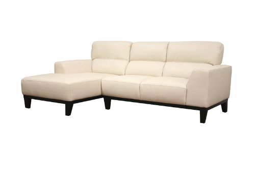 Baxton Studio Jocelyn Cream Leather Sofa Sectional