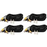 VideoSecu 4 Pack 50ft Feet Video Power Cables Security Camera Wires for CCTV DVR Home Surveillance System with Bonus BNC RCA Connectors C17