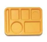 Food Service Rectangular Compartment Lunch Tray, 6 Compartment, Left-handed, Tropical Yellow, ABS Plastic Material, One Dozen (12) Trays Per Case