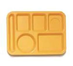 Food Service Rectangular Compartment Lunch Tray, 6 Compartment, Left-Handed, Tropical Yellow