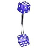 16 Gauge Blue Dice Eyebrow Ring