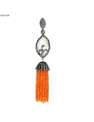 18kt Gold Genuine Gemstone Tassel Beaded Pendant Handmade Jewelry