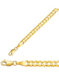 8" 10K Yellow Gold 4.70mm (3/16") Polished Diamond Cut Comfort Curb Chain w/ Lobster Clasp
