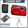Casio Ex-G1 Digital Camera Kit - Red - with 4 GB Micro SD Memory Card, Camera Case, Table Top Tripod,