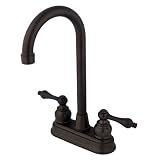 Oil Rubbed Bronze Kingston Brass Magellan 2 Handle Hi-Rise 4 Swivel Spout Bar/Prep Faucet