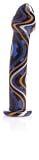 Don Wand Glass Pleasure Wand, Yellow/Blue/White Zig Zag