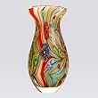 Hand Blown Rainbow Swirl Art Glass Vase 10" tall