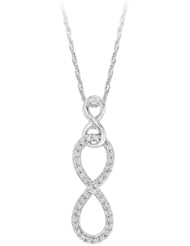 Double Infinity Diamond Pendant with Chain in 10K White Gold (0.14 cttw)