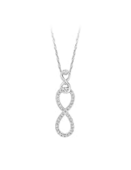 Double Infinity Diamond Pendant with Chain in Sterling Silver (0.14 cttw)