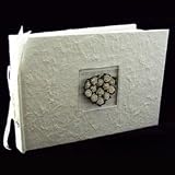 Handmade Paper Cream Rose Heart Wedding Guest Book - Free UK Delivery!