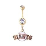 San Francisco Giants 316L Stainless Steel Belly Ring with Cubic Zirconia - 14G - 5/8 Inch Bar Length - Sold Individually