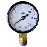 Interstate Pneumatics G2012-060 2 Inch 60 PSI - 1/4 Inch NPT Bottom Mount Pressure Gauge