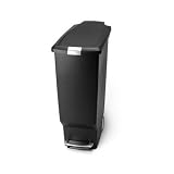 simplehuman 40-Liter Slim Plastic Step Can, Black