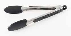 Messermeister 9-Inch Silicone Coated Locking Tong, Black