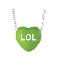 Sterling Silver 12mm Green enamel Sweethearts LOL Heart Pendant