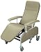 Lumex Tilt-in-Space Preferred Care Recliner: Lumex Preferred Care Tilt-in-Space Recliner Rosewood The Tilt-in-Space feature allows for the infinite positioning of the resident. Improves resident positioning, increased comfort and pressure relief. Independent leg rest is easily activated by the caregiver from side of chair to provide leg elevation for increased resident comfort. Self storing, height adjustable drop arm is simple for the caregiver to activate and enables a safer, easier lateral transfer for the caregiver and resident. Padded armrests provide a soft surface for added resident comfort. Directional wheel lock on right rear caster reduces "crabbing" of recliner and enables the chair to be moved down hallways with less effort. The Tilt-in-Space feature allows for the infinite positioning of the resident. Improves resident positioning, increased comfort and pressure relief. Independent leg rest is easily activated by the caregiver from side of chair to provide leg elevation for increased resident comfort. Self storing, height adjustable drop arm is simple for the caregiver to activate and enables a safer, easier lateral transfer for the caregiver and resident. Padded armrests provide a soft surface for added resident comfort. Directional wheel lock on right rear caster reduces &ldquo;crabbing&rdquo; of recliner and enables the chair to be moved down hallways with less effort.Standard Features&bull; A unique suspension system self-adjusts to each person, cradling the resident from head to heel and virtually eliminating the risk of &ldquo;bottoming out&rdquo;.&bull; Extra-wide padded armrests and side panels maximize comfort.&bull; Durable epoxy coated welded steel frame is easy to clean and maintain.&bull; Quick-release upholstery allows for easy cleaning, removal and replacements. Vinyl upholstered back is sulfide stain, mildew and oil resistant.&bull; A variety of accessories are available to customize the chair for specific individual needs.&bu