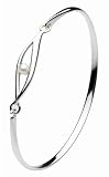 Dew Sterling Silver And White Freshwater Pearl Twist Bangle 78019Fp001