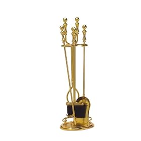 4-piece Polished Solid Brass Fireplace Tool Set by Market Merchants